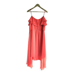 Coral Sophia Christina Dress – Size 12 – Tiered Floral Texture – Knee Length